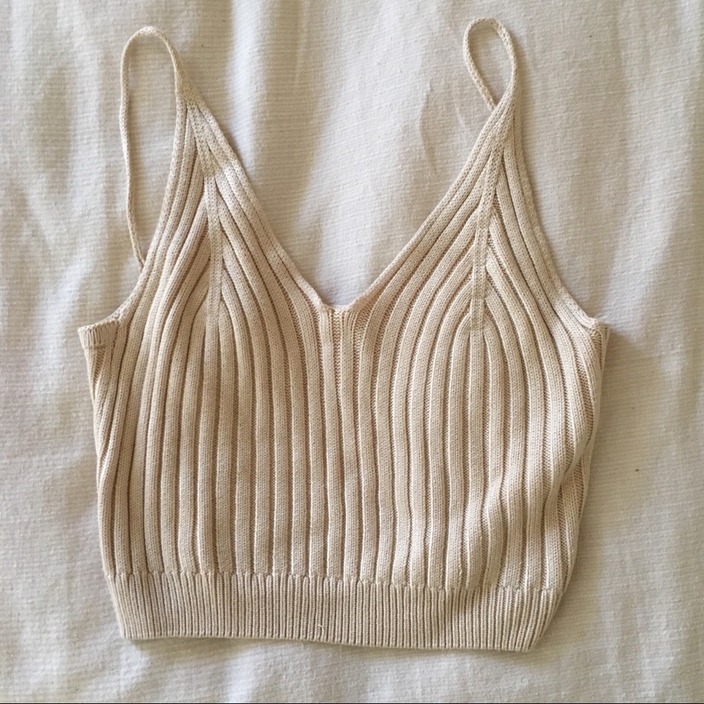 Oatmeal cropped knit cami